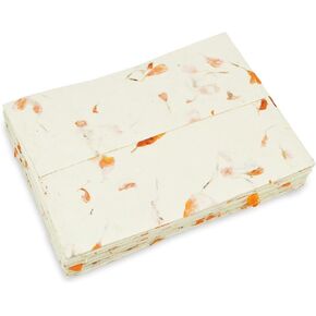 5x7 inch Handmade Lokta Paper Envelopes for Wedding Invitations, Announcements, Vintage Envelopes with Pressed Marigold Flower Petals. Made in Nepal. (Pack of 100)