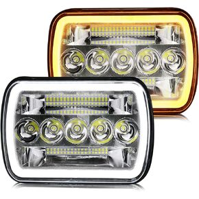 CO LIGHT 5x7 7x6 Inch Rectangle Led Headlight Bright High Low Beam H6054 White Amber DRL, Compatible with XJ Wrangler YJ Replacement H5054 H6054LL, 2PCS