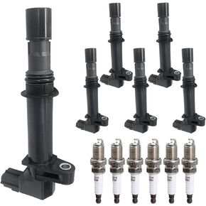 Ignition Coil Pack Spark Plug Kit fit for 3.7 V6 2002 2003 2004 2005 2006 2007 2008 Dodge Dakota Durango Nitro Ram 1500, Jeep Commander Grand Cherokee Liberty, Mitsubishi Raider, UF270, Set of 6