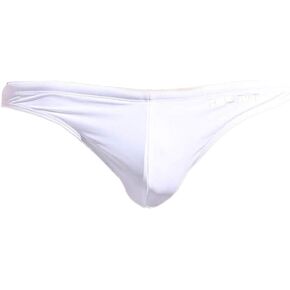 sandbank Men's Sexy Low Rise Mesh Thong Swim Briefs (Asian Tag L Waist:31"-32", White #1)