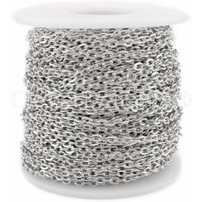 CleverDelights 3x4mm Cable Chain - Platinum Silver Color - 30 Feet