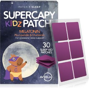 Bedtime Stickers by CAPY with MELATONIN - AVEELA's Sleep Patch is a Natural Sleeping Sticker for Kids (30 Sleep Stickers) - Sleepy Patches for Kids