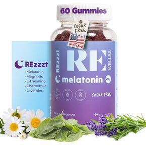 Melatonin & Magnesium Gummies I Sugar Free I Dietary Supplements Healthy Relaxation | L-Theanine Gluten & Gelatin Free I Vegan Non-GMO I Sleep Duration Calmness Quality Support I 60 Gummies