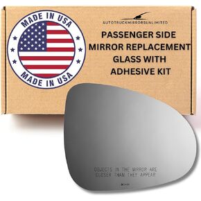 Mirror Glass Replacement + Adhesive Pads for 2011-2017 Volkswagen Touareg Passenger Side (2011 2012 2013 2014 2015 2016 2017 11 12 13 14 15 16 17)