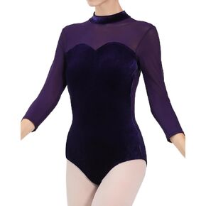 Pia - Velvet & Net Dance Leotard For Women. Leotards for Women Ballet and Dance