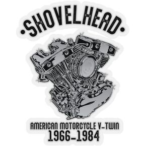 Sticker Decal Shovelhead American Motorcycle v-Twin Vintage Shovelhead Motorcycle Enthusiasts Stickers for Classic Motorcycle Design Laptop Car Shovelhead V-Twin Engine 4" × 4" / Transparent