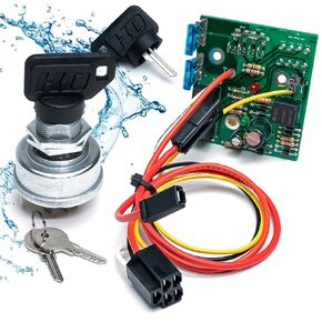 HD Switch AUC15330 Starter Ignition Switch Module w/Replaceable Key Switch & 2 Protective Umbrella Keys fits John Deere Tractor Lawn Mowers - OEM Upgrade