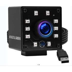 Webcamera_usb كاميرا USB 100 إطارًا في الثانية للرؤية الليلية، كاميرا ويب عالية الدقة 1080 بكسل مع قطع الأشعة تحت الحمراء و10 قطع من مصابيح لوحة LED، كاميرات ويب ليلية نهارية، كاميرات ويب 2 ميجابكسل لمعظم أنظمة التشغيل (كاميرا ويب بعدسة 3.6 مم مع لوحة LED in Kuwait