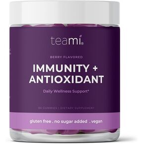 Teami Elderberry Vitamin C and Zinc Gummies for Men and Women - Sambucus Elderberry Gummies for Adults Immune Support, Daily Defense Boost, Non-GMO, Antioxidant, and Sugar-Free, 60 Gummies