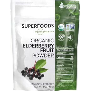 MRM Nutrition Organic Elderberry Fruit Powder | Superfoods | Immune superberry | Antioxidants + Fiber | Vegan + Gluten-Free | 45 Servings