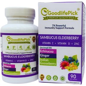 7 in 1 Elderberry with ZINC, Vitamin C, Vitamin D, Echinacea, Ginger & Indian Gooseberry (Amla).Premium Elderberry Capsules 90 ct, All Natural,Non-GMO,Vegan,No Rice Powder, No-Gluten