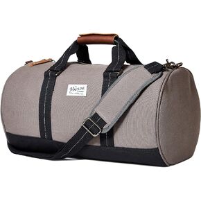 | Hudson Barrel Duffel Travel Bag | Canvas & Leather (Dark Grey) One_Size