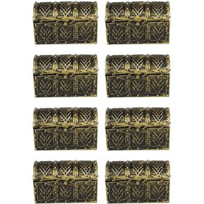 8 Pcs Miniature Pirate Treasure Chests Box, Mini Vintage Pirate Jewelry Storage Box, Party Supplies Decor Store Gold Coins Gems, Plastic Kids Pirate Treasure Chest Toy