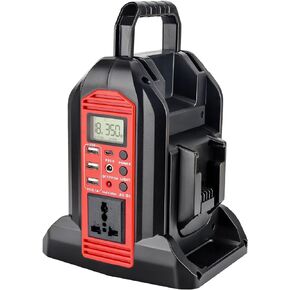 2-Ports 350W Power Inverter for Milwaukee m18 18v Battery, Portable DC 18V to AC 110-120V Outdoor Generators Converter with USB-A & Type-C Port,300LM LED Light for Camping Emergency