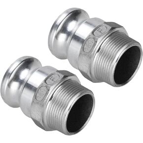 2 Pack Cam and Groove Hose Fitting Type F Aluminum Camlock Fitting 1 Inch Male Adapter x Male NPT Thread Camlock Coupling (1''/F100)