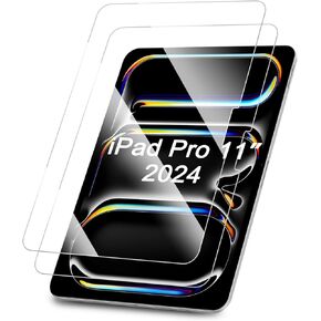 Fintie 2-Pack Screen Protector for iPad Pro 11-inch (M4) 2024 (Model Number: A2836/A2837/A3006), [Support Face ID] Anti Scratch Premium HD Clear 9H Hardness Tempered Glass Screen Protector