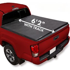 LEER FOLDITUP | Fits 2014-2023 Toyota Tacoma with 6'2" Bed w/Track | Soft Tri-Fold Truck Bed Tonneau Cover | Easy Install | 4F288