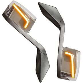 QSC Performance LED Chrome Hood Mirror L & R Pair & Mounting Kit compatible with Volvo VNL