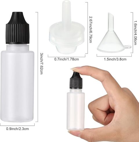 meekoo 150 قطعة 15 مل / 0.5 أونصة زجاجة قطارة بلاستيكية صغيرة بيضاء فارغة LDPE زجاجات قطارة بلاستيكية قابلة للعصر مع أغطية مقاومة للأطفال وقمع زجاجة قطارة سائلة للعين المحمولة in Kuwait