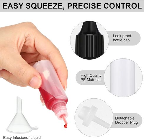 meekoo 150 قطعة 15 مل / 0.5 أونصة زجاجة قطارة بلاستيكية صغيرة بيضاء فارغة LDPE زجاجات قطارة بلاستيكية قابلة للعصر مع أغطية مقاومة للأطفال وقمع زجاجة قطارة سائلة للعين المحمولة in Kuwait