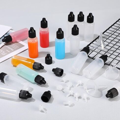 meekoo 150 قطعة 15 مل / 0.5 أونصة زجاجة قطارة بلاستيكية صغيرة بيضاء فارغة LDPE زجاجات قطارة بلاستيكية قابلة للعصر مع أغطية مقاومة للأطفال وقمع زجاجة قطارة سائلة للعين المحمولة in Kuwait