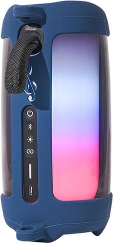 غطاء حماية من السيليكون متوافق مع مكبر صوت JBL Pulse 5 مع حزام كتف وحلقة تسلق (أزرق داكن) in Kuwait