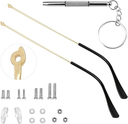 زوج واحد من أذرع استبدال النظارات المعدنية، استبدال ذراع أرجل النظارات العالمية - أرجل أذرع النظارات، براغي، غسالات لولبية، هيكل بديل للنظارات المعدنية لإصلاح النظارات in Kuwait