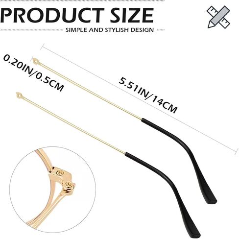 زوج واحد من أذرع استبدال النظارات المعدنية، استبدال ذراع أرجل النظارات العالمية - أرجل أذرع النظارات، براغي، غسالات لولبية، هيكل بديل للنظارات المعدنية لإصلاح النظارات in Kuwait