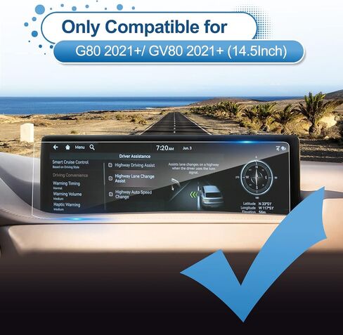 واقي شاشة Genesis GV80 2022 2023 2024، لواقي شاشة Genesis G80 2021-2024، زجاج مقسى 9H 2023 2024 ملحقات Genesis GV80/G80 واقي شفاف عالي الدقة 14.5 بوصة - فائق الدقة in Saudi Arabia