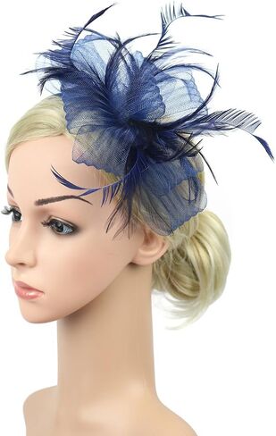 Women Fascinators Hair Clip Headwear Hat Feather Flower Cocktail Tea Party Hat Wedding Hairpin Headband in Saudi Arabia