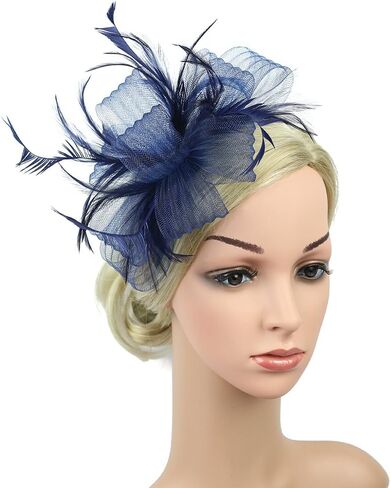 Women Fascinators Hair Clip Headwear Hat Feather Flower Cocktail Tea Party Hat Wedding Hairpin Headband in Saudi Arabia