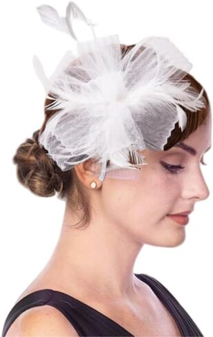Women Fascinators Hair Clip Headwear Hat Feather Flower Cocktail Tea Party Hat Wedding Hairpin Headband in Saudi Arabia