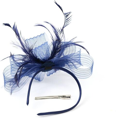 Women Fascinators Hair Clip Headwear Hat Feather Flower Cocktail Tea Party Hat Wedding Hairpin Headband in Saudi Arabia