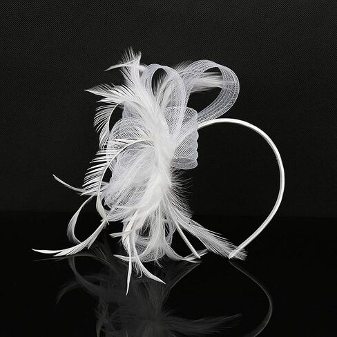 Women Fascinators Hair Clip Headwear Hat Feather Flower Cocktail Tea Party Hat Wedding Hairpin Headband in Saudi Arabia