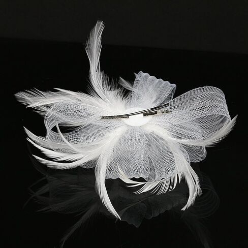 Women Fascinators Hair Clip Headwear Hat Feather Flower Cocktail Tea Party Hat Wedding Hairpin Headband in Saudi Arabia