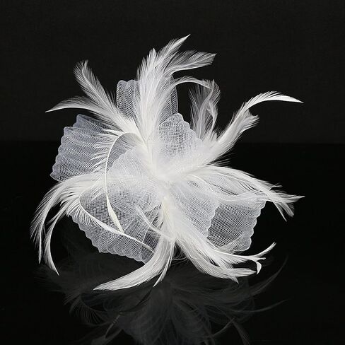 Women Fascinators Hair Clip Headwear Hat Feather Flower Cocktail Tea Party Hat Wedding Hairpin Headband in Saudi Arabia