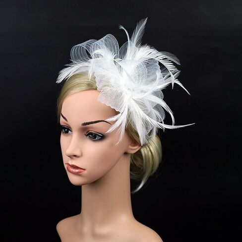 Women Fascinators Hair Clip Headwear Hat Feather Flower Cocktail Tea Party Hat Wedding Hairpin Headband in Saudi Arabia