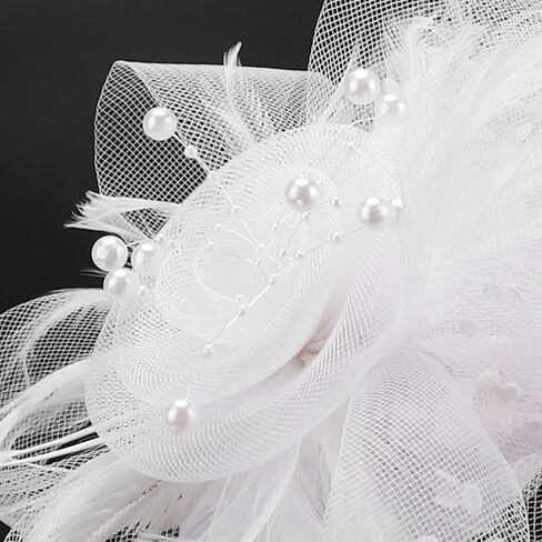 قبعة DRESHOW Fascinators قبعة من الريش الشبكي على شكل زهرة وعصابة رأس لحفلات الشاي وحفلات الزفاف وحفلات الكوكتيل للفتيات والنساء in Saudi Arabia