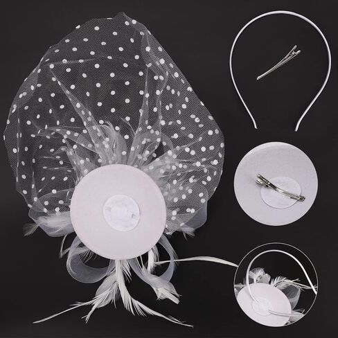 قبعة DRESHOW Fascinators قبعة من الريش الشبكي على شكل زهرة وعصابة رأس لحفلات الشاي وحفلات الزفاف وحفلات الكوكتيل للفتيات والنساء in Saudi Arabia