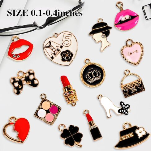 مجموعة BigOtters 38 قطعة متنوعة من المينا المطلية بالذهب، 18 قطعة من مكياج النساء على الموضة قلادة عطر أحمر الشفاه مع 20 قطعة من خطافات الأذن الذهبية في صناعة المجوهرات in Kuwait