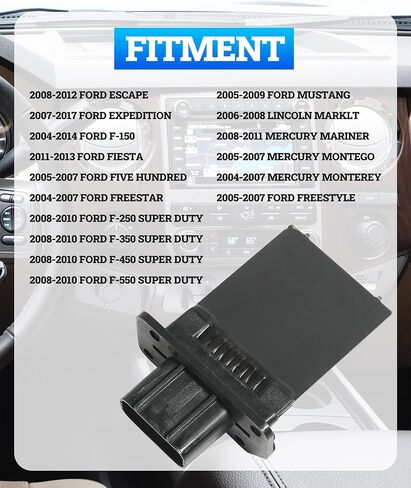 3F2Z-18591-AA مقاوم محرك منفاخ HVAC، مقاوم محرك منفاخ التحكم اليدوي الأمامي، مقاوم محرك منفاخ المروحة، متوافق مع F150، F250، F350، يستبدل # YH-1715 DR4080، RU-440، 973444 in Kuwait