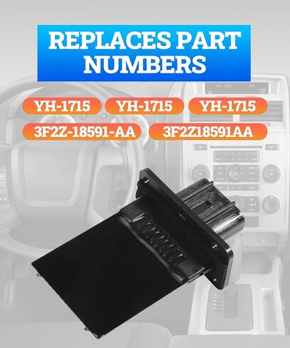 3F2Z-18591-AA مقاوم محرك منفاخ HVAC، مقاوم محرك منفاخ التحكم اليدوي الأمامي، مقاوم محرك منفاخ المروحة، متوافق مع F150، F250، F350، يستبدل # YH-1715 DR4080، RU-440، 973444 in Kuwait