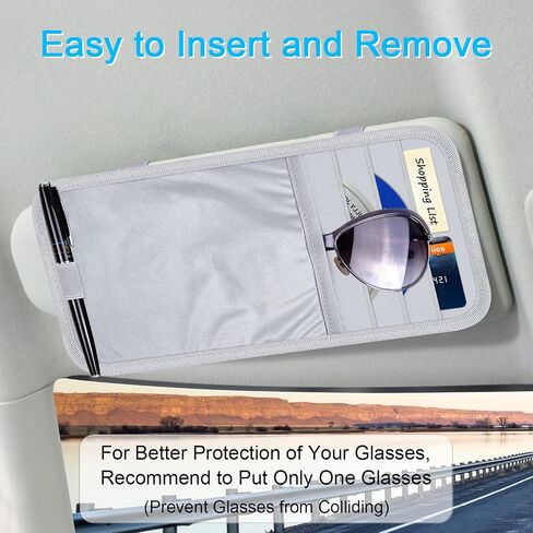 Car Sun Visor Organizer, Auto Storage Pouch with 3 CD Sleeves, Pen Holder, Strap & Pocket for Sunglass, Document, Card -Black in Saudi Arabia
