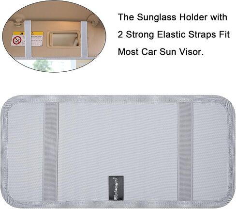 Car Sun Visor Organizer, Auto Storage Pouch with 3 CD Sleeves, Pen Holder, Strap & Pocket for Sunglass, Document, Card -Black in Saudi Arabia