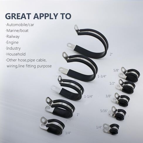 Pipe Clamp Tools Material Is Stainless Steel,112PCS Cable Clamp Kit, Including Dimensions OF 1/4" 5/16" 3/8" 1/2" 5/8" 3/4" 1" 1-1/4" 1-3/4" 2", Suitable For Various Wires And Pipelines in Saudi Arabia