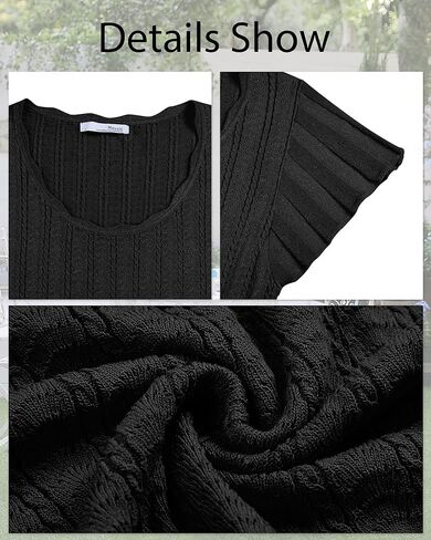 Messic Womens Summer Tops Ruffle Sleeve Sweater Fashion Casual Crewneck Lightweight Thin Knit Pullover in Saudi Arabia
