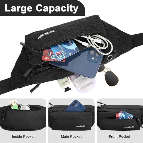 حقيبة حزام كروس من WOOMADA، حقيبة فاني للنساء، حقيبة خصر مع حزام قابل للتعديل ومقبس سماعة الرأس، حقيبة خصر جيب للجري والتمارين الرياضية والسفر وركوب الدراجات والمشي لمسافات طويلة والركض، سهلة الحمل لأي هاتف in Kuwait