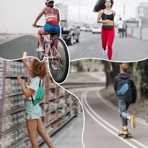 حقيبة حزام كروس من WOOMADA، حقيبة فاني للنساء، حقيبة خصر مع حزام قابل للتعديل ومقبس سماعة الرأس، حقيبة خصر جيب للجري والتمارين الرياضية والسفر وركوب الدراجات والمشي لمسافات طويلة والركض، سهلة الحمل لأي هاتف in Kuwait