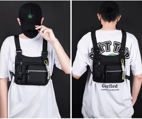 حقيبة صدر للرجال من Ousawig، حقيبة صدر خفيفة الوزن، حقيبة صدر للجري، حامل هاتف، حقائب عاكسة للأدوات، حقائب الصدر للركض والمشي والمشي لمسافات طويلة (أخضر) in Kuwait