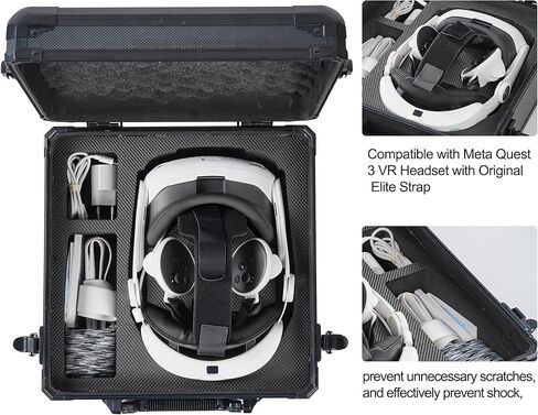 D DACCKIT Hard Carrying Case Compatible with Meta Quest 3 VR Headset with Original Elite Strap, Touch Controllers and Other Accessories in Kuwait